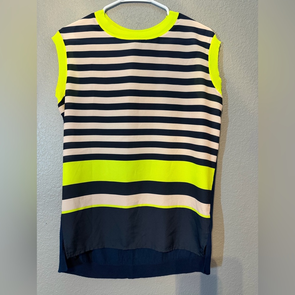 Ted Baker Navy Knit Top with Neon Trim